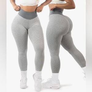 High-Waist Textured Yoga Leggings - Gray